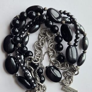 ELEMENTS Sterling Silver, Onyx & Hematite Beaded Necklace